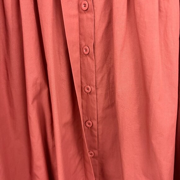 NWT MAYE Harper Shirtdress Size L Cinnamon Midi Cotton Poplin Cap Sleeve Pockets - Picture 8 of 15